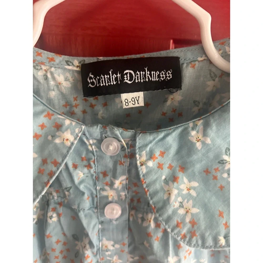 Scarlet Darkness‎ Nightgown Floral Peter Pan Collar Ruffle Cottagecore bin B